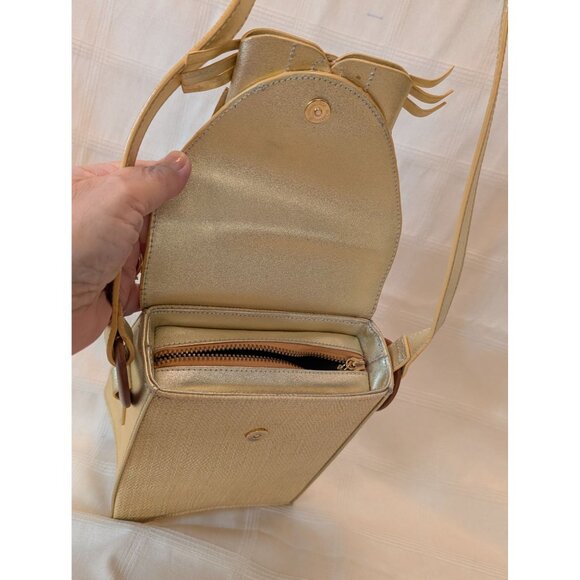 Cat Theme Gold Shoulder Bag W/ Whisker & Tail Detail Faux Leather Purse Unique - Picture 11 of 13